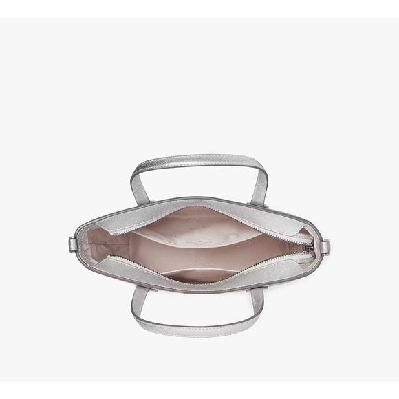 KATE SPADE SILVER GLIMMER SATCHEL SHOULDER BAG LUNAR LIGHT - Picture 6 of 6